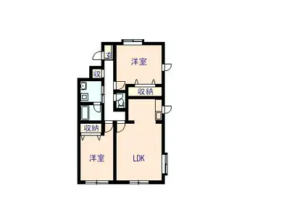 アリヴィオトゥイン(2LDK/2階)の間取り写真