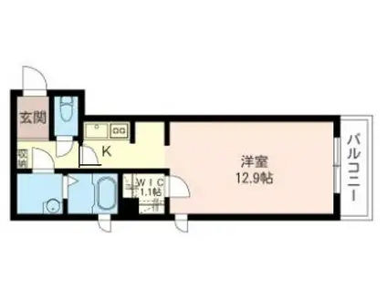 グランシャリオ(ワンルーム/2階)の間取り写真