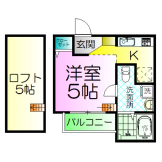 エテジア湊(1K/2階)の間取り写真