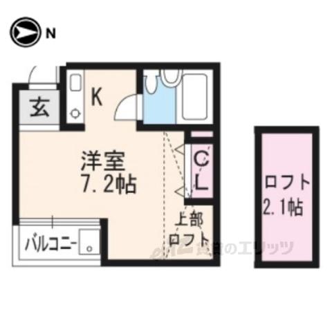 コート銀閣寺(1K/1階)の間取り写真