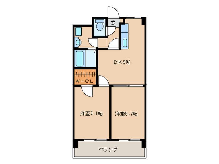第17川崎ビル(2DK/2階)の間取り写真