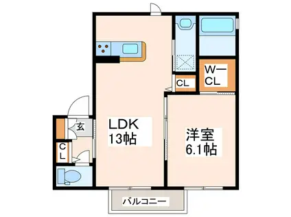 セントラルサン (1LDK/1階)の間取り写真