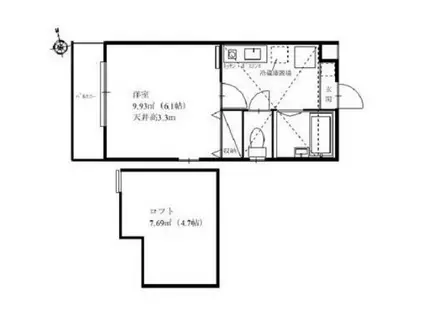 アザレ宿河原(1K/2階)の間取り写真