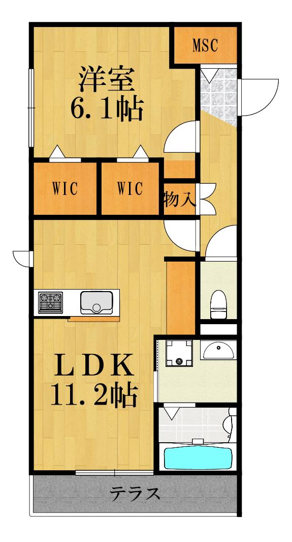 ドエル新川崎(1LDK/1階)の間取り写真