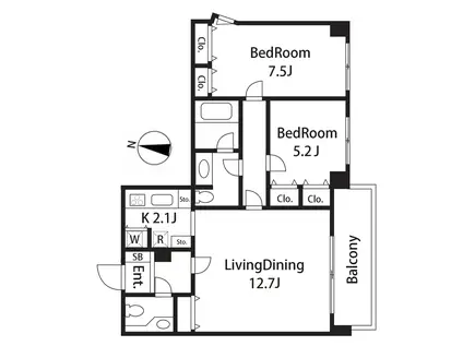 ベルクハイム大岡山(2LDK/3階)の間取り写真