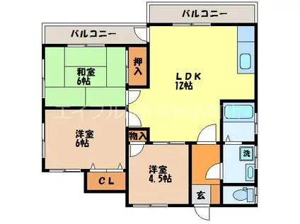 新宅嶋アパート(3LDK/1階)の間取り写真