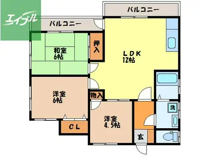 新宅嶋アパート(3LDK/1階)の間取り写真
