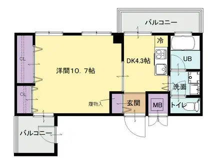 東区葵 ウイングF・S(1DK/5階)の間取り写真