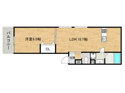 クリア植松(1LDK/1階)の間取り写真
