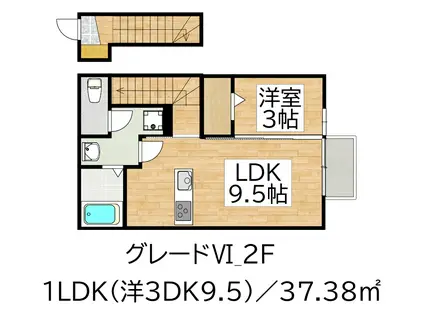 グレード VI(1LDK/2階)の間取り写真