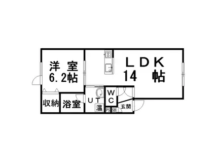 レインボーコートA(1LDK/2階)の間取り写真
