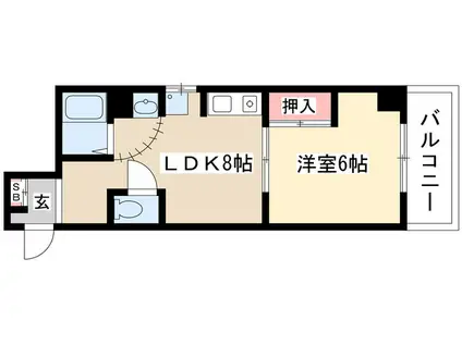 第五名昭ビル(1DK/6階)の間取り写真