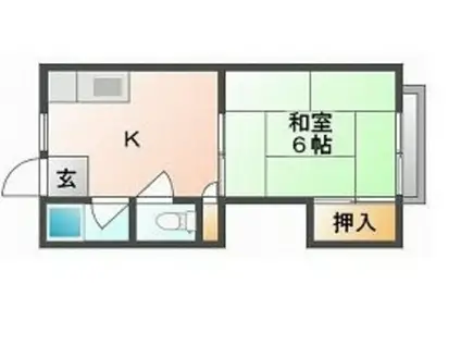 第1長徳荘(1K/2階)の間取り写真