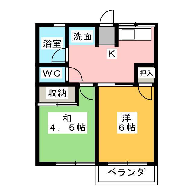 エステール(2K/1階)の間取り写真