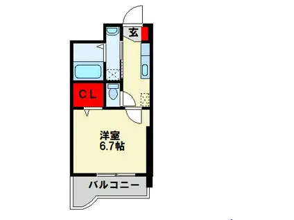 ボニート到津(1K/1階)の間取り写真