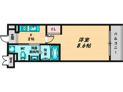 MSマンション長栄寺(1K/3階)の間取り写真