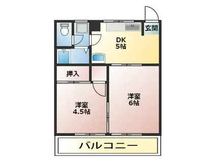 山田カンプレックス(2DK/2階)の間取り写真