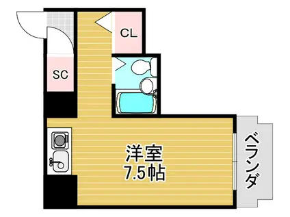 エスポワール野田阪神(ワンルーム/4階)の間取り写真