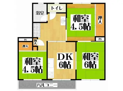 瀬高アパート(3DK/1階)の間取り写真
