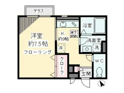 パークシティ経堂(1K/2階)の間取り写真