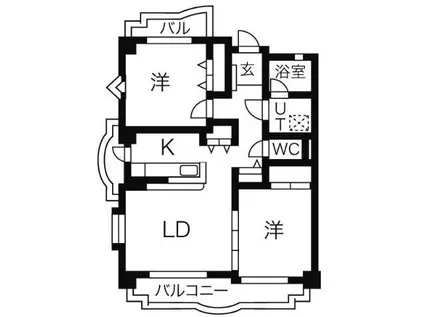 カーサ岩塚(2LDK/3階)の間取り写真