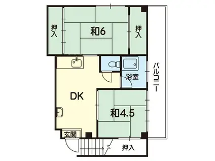 エスポワールDMC(2DK/2階)の間取り写真