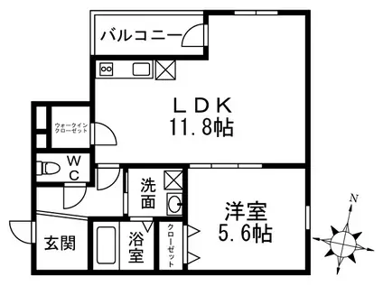 フジパレス恵比寿(1LDK/2階)の間取り写真