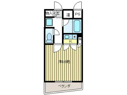 ヴィラあらい(ワンルーム/1階)の間取り写真