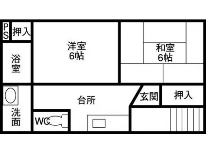 パレスミヤカワ(2K/2階)の間取り写真