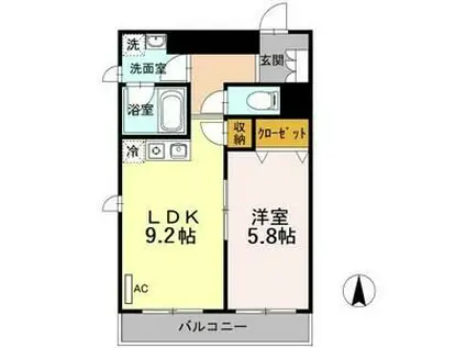 ロータス亀島(1LDK/8階)の間取り写真