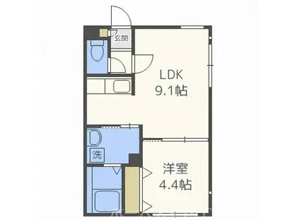 HS平岸445(1DK/1階)の間取り写真