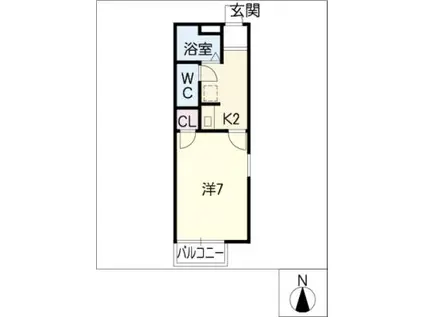 カルム・ラ・フォーレB(1K/1階)の間取り写真