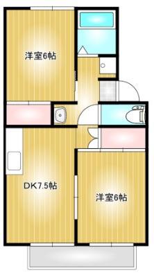 プレジール純A棟(2DK/2階)の間取り写真