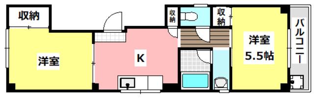 上穂ハイツ(2K/2階)の間取り写真
