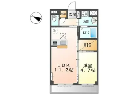 ＪＲ山陽本線 西明石駅 徒歩30分 2階建 築1年(1LDK/1階)の間取り写真