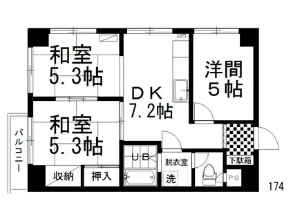 日商岩井幣舞マンション(3DK/7階)の間取り写真