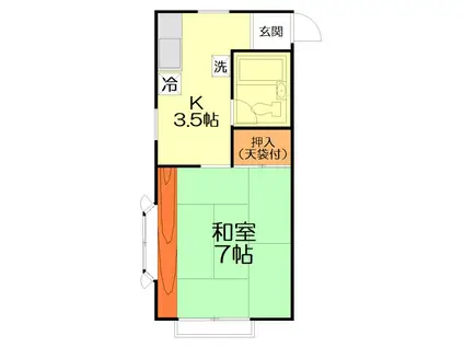 リヴ・ロングパレス(1K/2階)の間取り写真