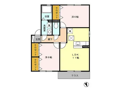 サンモール町田1(2LDK/1階)の間取り写真