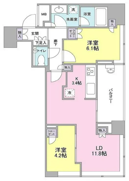 クロスエアタワー 13階階 間取り