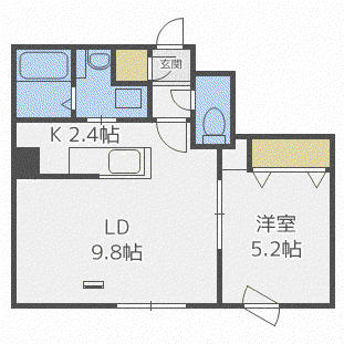 ヴェリタス西町(1LDK/4階)の間取り写真