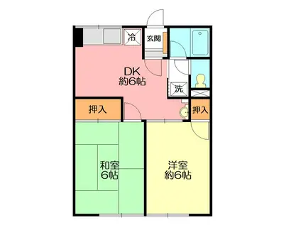 シティハイム ハウスM・M(2DK/2階)の間取り写真