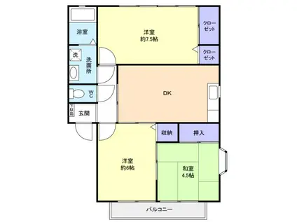 ニートネス花通(3DK/1階)の間取り写真