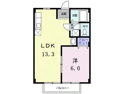 アーバンヒルズ(1LDK/2階)の間取り写真