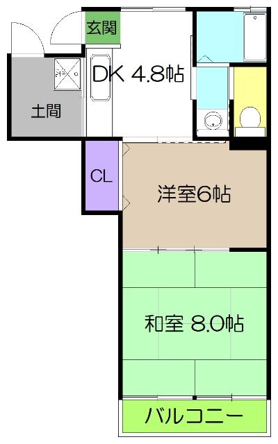 グリーンハイツ(2DK/4階)の間取り写真