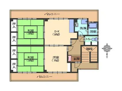かなやまビル(3DK/3階)の間取り写真