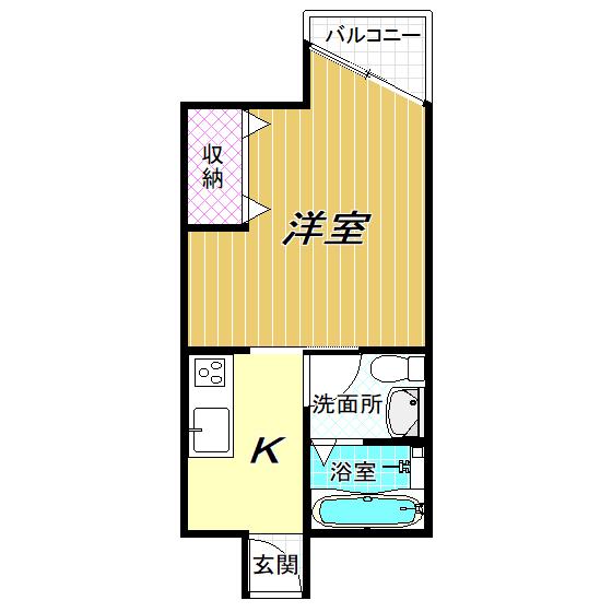 山口ビル(ワンルーム/3階)の間取り写真