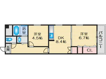 ロイヤルコート(2DK/3階)の間取り写真
