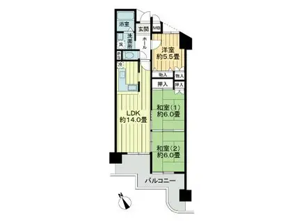 パークハイツ本町A棟(3LDK/4階)の間取り写真