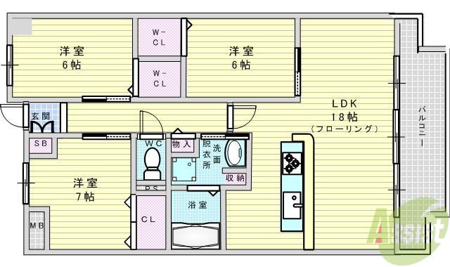 コンフォート優(3LDK/3階)の間取り写真