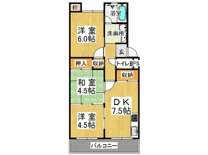 パールハイツ(3DK/3階)の間取り写真